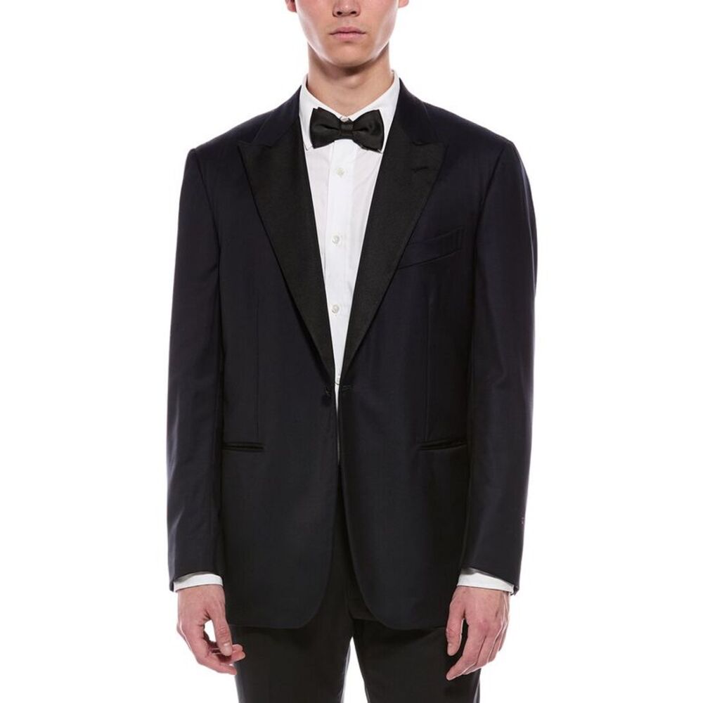 Isaia Mens Wool Jacket, Black